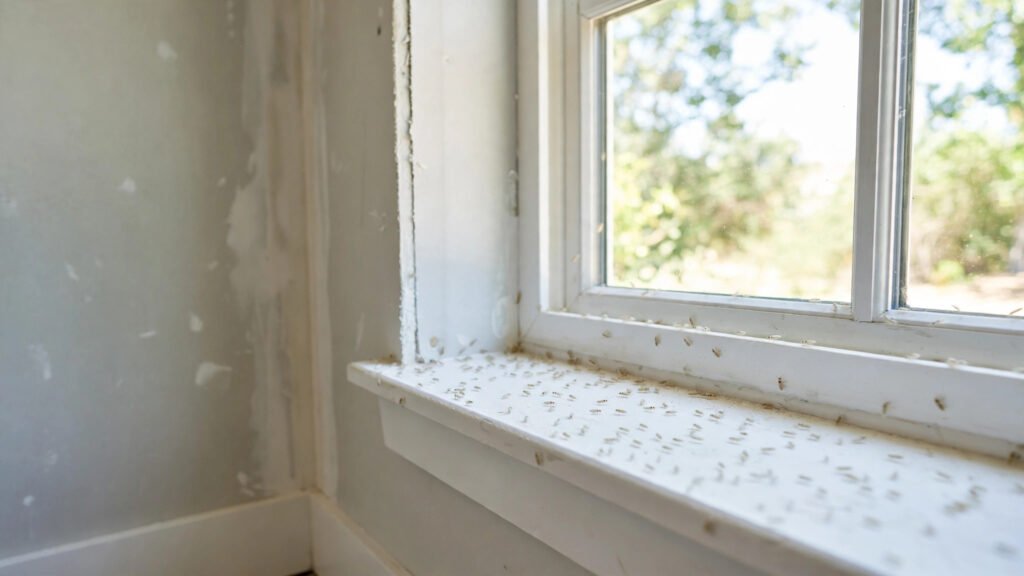 Booklice in a new home on the windowsill